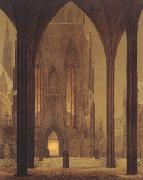 Oehme, Ernst Ferdinand Cathedral in Wintertime (mk22) oil painting